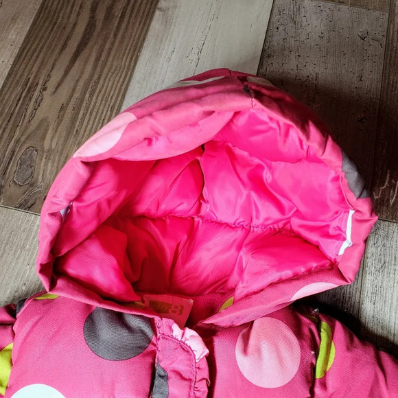 Crazy 8 Toddler Girls Pink Polka Dot Puffer Coat Size 12-24 Months - Picture 3 of 7